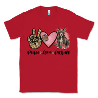 Red peace love pitbull Classic Tee - JahusDesignShop