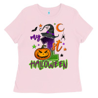 Bubblegum Pink My first Halloween Ladies Tee - NancyCooperArtShop