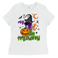 White My first Halloween Ladies Tee - NancyCooperArtShop