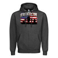 Charcoal Heather Freedom 4th of july Zipper Hoodie - CowGirlArtShop