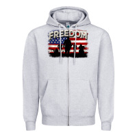 Heather Grey Freedom 4th of july Zipper Hoodie - CowGirlArtShop