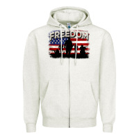 Oatmeal Heather Freedom 4th of july Zipper Hoodie - CowGirlArtShop