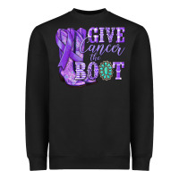 Black Give Cancer the boot purple ribbon Heavyweight Sweatshirt - NancyCooperArtShop