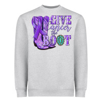 Heather Grey Give Cancer the boot purple ribbon Heavyweight Sweatshirt - NancyCooperArtShop