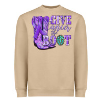 Mushroom Give Cancer the boot purple ribbon Heavyweight Sweatshirt - NancyCooperArtShop