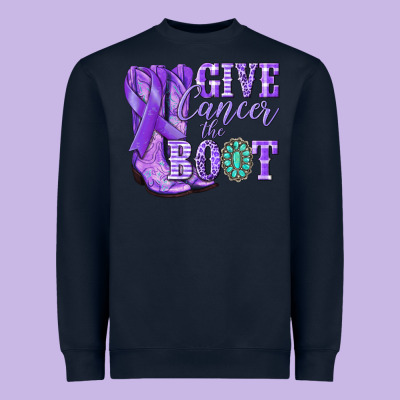 Give Cancer The Boot Purple Ribbon Heavyweight Sweatshirt Designed By Nancycooperartshop