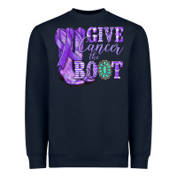 Navy Give Cancer the boot purple ribbon Heavyweight Sweatshirt - NancyCooperArtShop