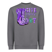 Storm Give Cancer the boot purple ribbon Heavyweight Sweatshirt - NancyCooperArtShop