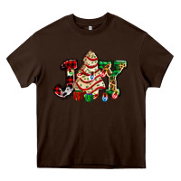 Chocolate Brown joy with christmas tree cake ado Heavy Core Tee - AdoDesignShop