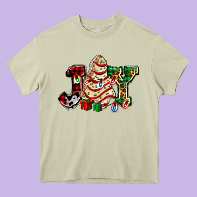 Joy With Christmas Tree Cake Ado Heavy Core Tee Designed By Adodesignshop