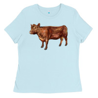 Baby Blue red angus cow Ladies Tee - LillyAllenDesigns