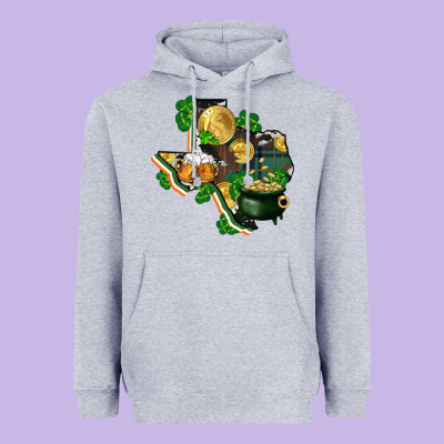 Texas Map St Patricks Day Heavyweight Hoodie Designed By Fadigitalartstudio
