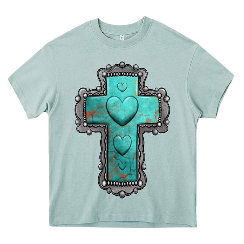 Turquoise Gemstone Cross Heavy Core Tee by Jasminsmagicworld | Teevron