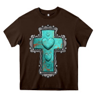 Chocolate Brown turquoise gemstone cross Heavy Core Tee - Jasminsmagicworld