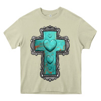 Mossy turquoise gemstone cross Heavy Core Tee - Jasminsmagicworld