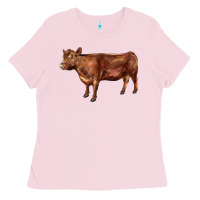 Bubblegum Pink red angus cow Ladies Tee - LillyAllenDesigns