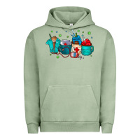 Pigment Oil Green nurse drink coffee Urban Hoodie - CowhideDigitalArt