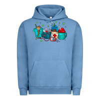 Pigment Pebble Blue nurse drink coffee Urban Hoodie - CowhideDigitalArt