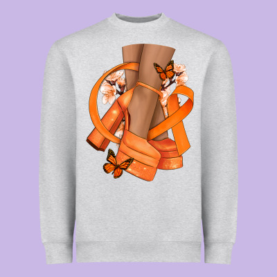Kidney Cancer Diva Orange Ribbon Heavyweight Sweatshirt Designed By Nancycooperartshop