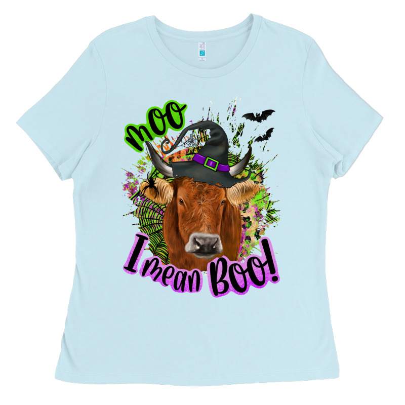 Moo I Mean Boo Cow Ladies Tee by NancyCooperArtShop | Teevron