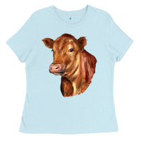 Baby Blue red angus cattle cow Ladies Tee - LillyAllenDesigns