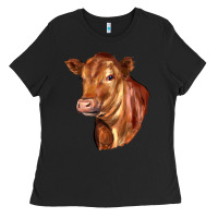 Black red angus cattle cow Ladies Tee - LillyAllenDesigns