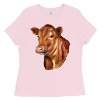 Bubblegum Pink red angus cattle cow Ladies Tee - LillyAllenDesigns