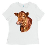White red angus cattle cow Ladies Tee - LillyAllenDesigns