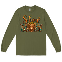 Army Green show mom long haired cow Long Sleeve Tee - Jasminsmagicworld