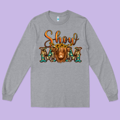 Show Mom Long Haired Cow Long Sleeve Tee Designed By Jasminsmagicworld