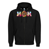 Black Tie dye sunflower Mom Mother's Day Zipper Hoodie - HowdyJamesFarm
