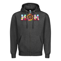 Charcoal Heather Tie dye sunflower Mom Mother's Day Zipper Hoodie - HowdyJamesFarm