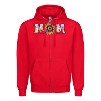 Red Tie dye sunflower Mom Mother's Day Zipper Hoodie - HowdyJamesFarm