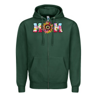 Sports Green Tie dye sunflower Mom Mother's Day Zipper Hoodie - HowdyJamesFarm
