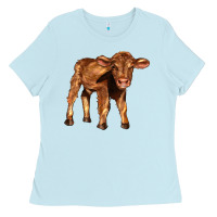 Baby Blue red angus calf Ladies Tee - LillyAllenDesigns