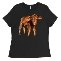 Black red angus calf Ladies Tee - LillyAllenDesigns