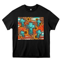 Black turquoise cross pattern Heavy Core Tee - Jasminsmagicworld