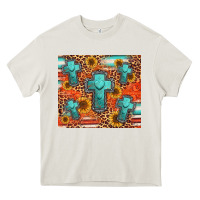 Cream turquoise cross pattern Heavy Core Tee - Jasminsmagicworld