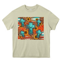 Mossy turquoise cross pattern Heavy Core Tee - Jasminsmagicworld