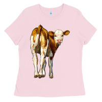 Bubblegum Pink simmental calf Ladies Tee - LillyAllenDesigns