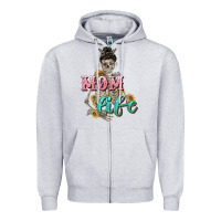 Heather Grey Mom life with skull Mother's Day Zipper Hoodie - CowGirlArtShop