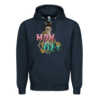 Navy Mom life with skull Mother's Day Zipper Hoodie - CowGirlArtShop