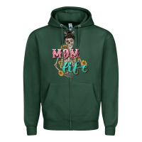 Sports Green Mom life with skull Mother's Day Zipper Hoodie - CowGirlArtShop