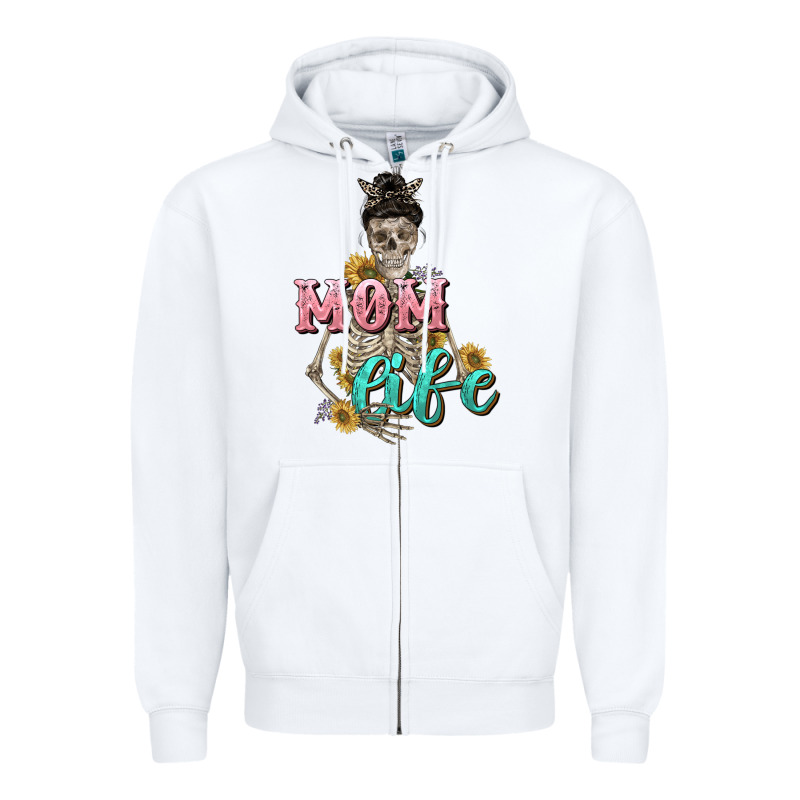 Mom Life With Skull Mother's Day Zipper Hoodie by CowGirlArtShop | Teevron
