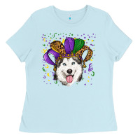 Baby Blue mardi gras hat husky Ladies Tee - RanaPortraitStore