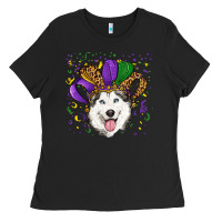 Black mardi gras hat husky Ladies Tee - RanaPortraitStore