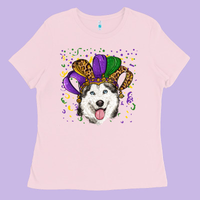 Mardi Gras Hat Husky Ladies Tee Designed By Ranaportraitstore