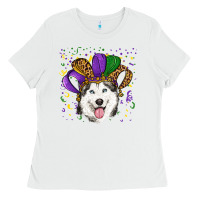 White mardi gras hat husky Ladies Tee - RanaPortraitStore