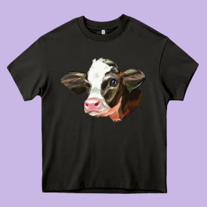 Holstein Calf Face Heavy Core Tee Designed By Lillyallendesigns