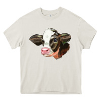 Cream holstein calf face Heavy Core Tee - LillyAllenDesigns